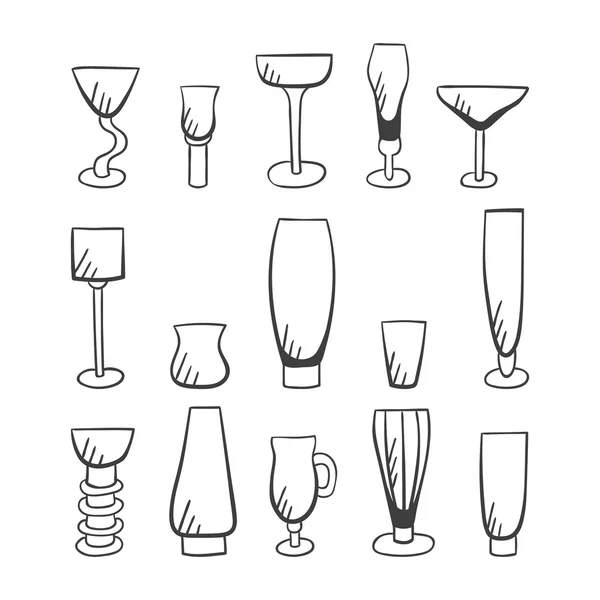 Uppsättning av doodle vektor glas-3 — Stock vektor