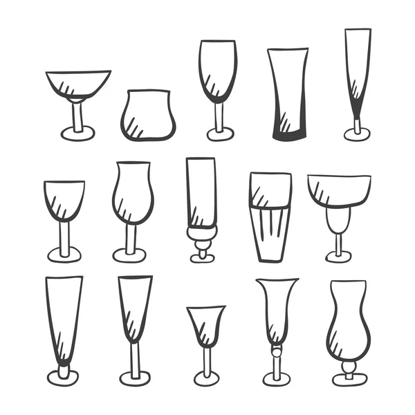 Set of doodle vector stemware-2 — Stock Vector