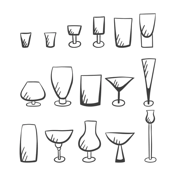 Doodle vektör stemware-4 kümesi