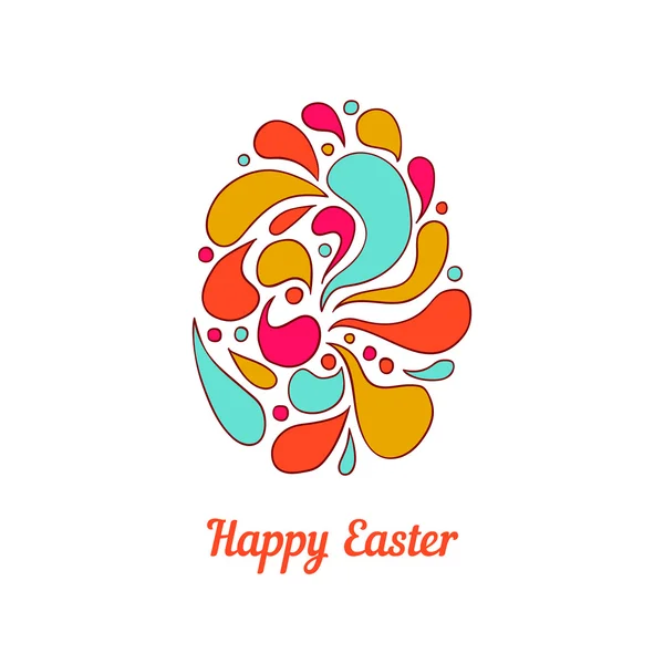 Greeting card with full color doodle easter egg-2 — Stock Vector