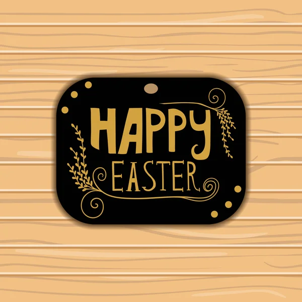Letras Golden Happy Easter sobre fondo de madera — Vector de stock