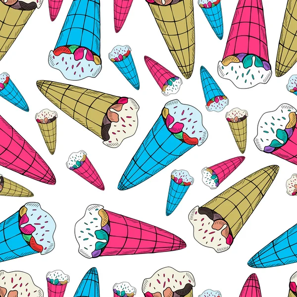 Seamless pattern with ice-cream in retro style — Stock Vector