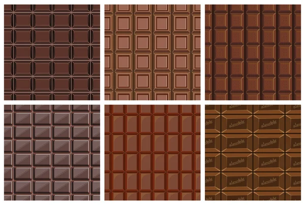 Set of seamless pattern with chocolate texture — Stock Vector