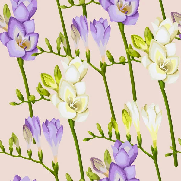 Freesia ramitas vector fondo sin costuras — Archivo Imágenes Vectoriales