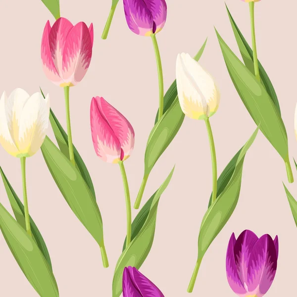 Tulipán vintage sin costuras — Vector de stock