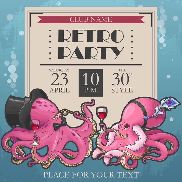 Retro party affisch — Stock vektor