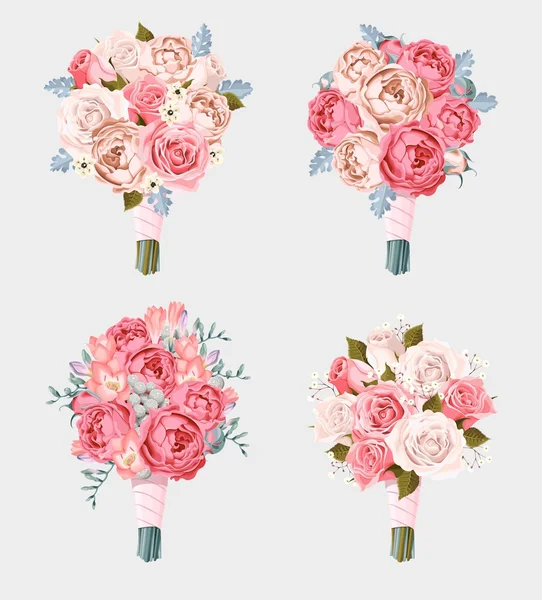 Ensemble de bouquets de mariage — Image vectorielle