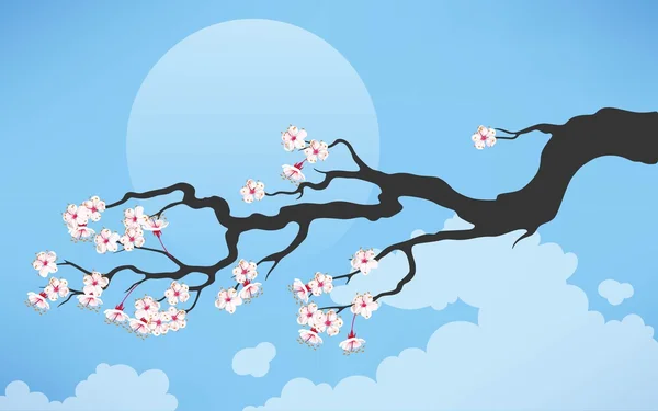 Ветвь цветущей вишни — стоковый вектор