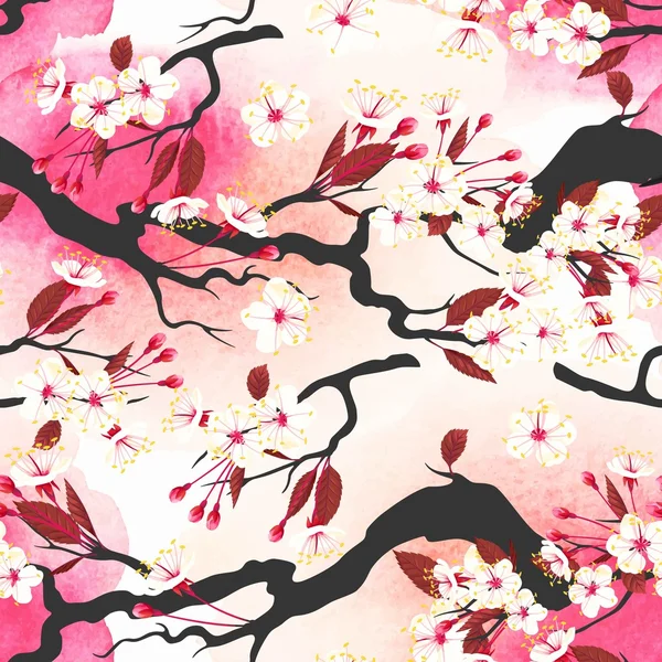 シームレスな咲く桜 — ストックベクタ