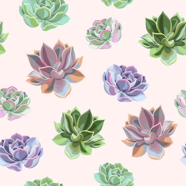 Seamless colorful succulents