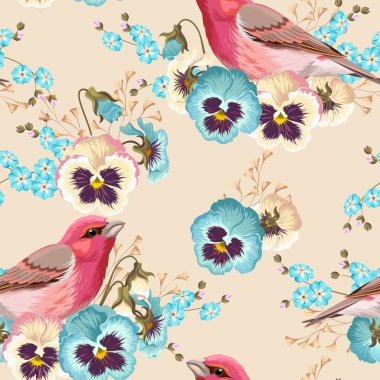 Sorunsuz Hercai Menekşe ve kuş