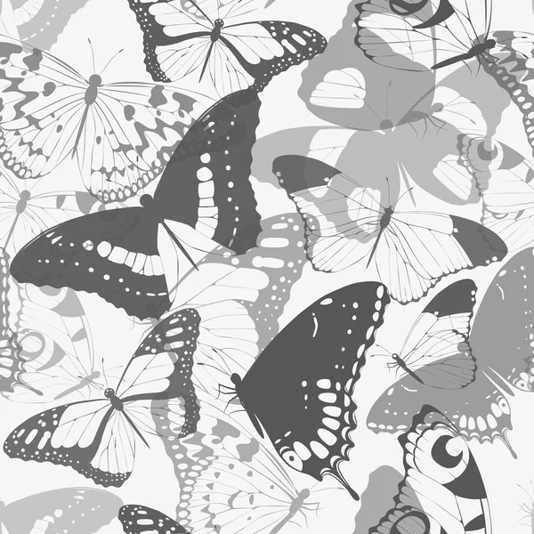 Naadloze vlinder silhouetten — Stockvector
