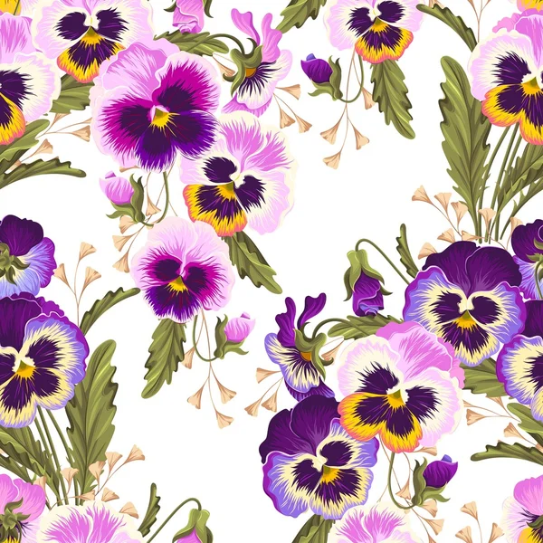 Inconsútil varicolored pansies — Vector de stock