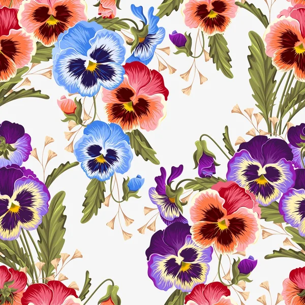 Inconsútil varicolored pansies — Vector de stock