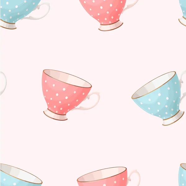 Tazas de té vintage sin costuras — Vector de stock