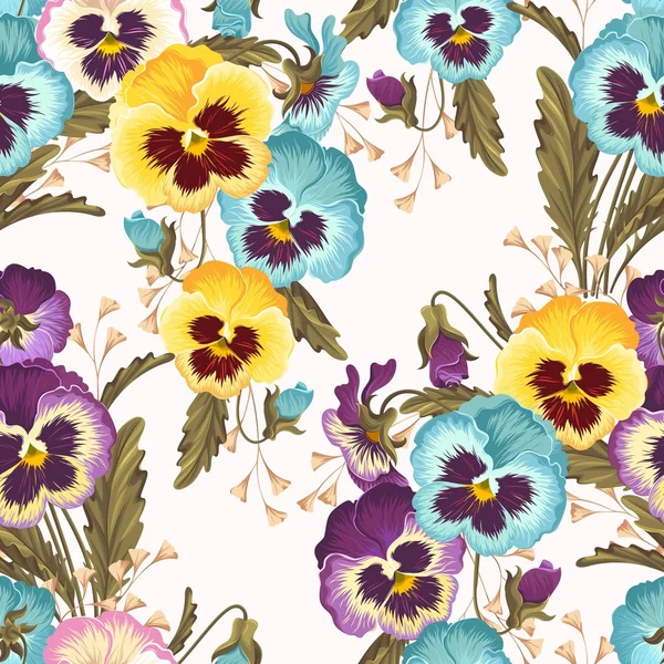 Inconsútil varicolored pansies — Vector de stock