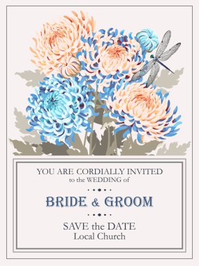 Düğün davetiyesi ile krizantem