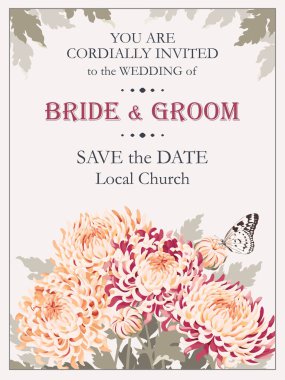 Düğün davetiyesi ile krizantem