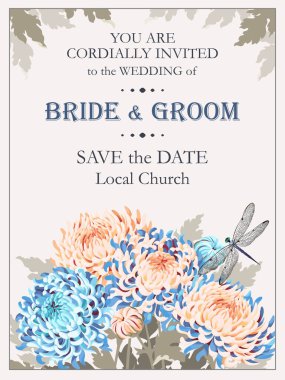 Düğün davetiyesi ile krizantem