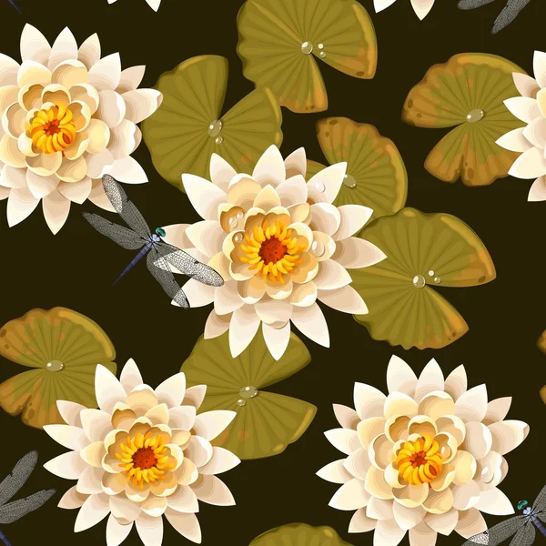 Flor de loto sin costuras — Vector de stock