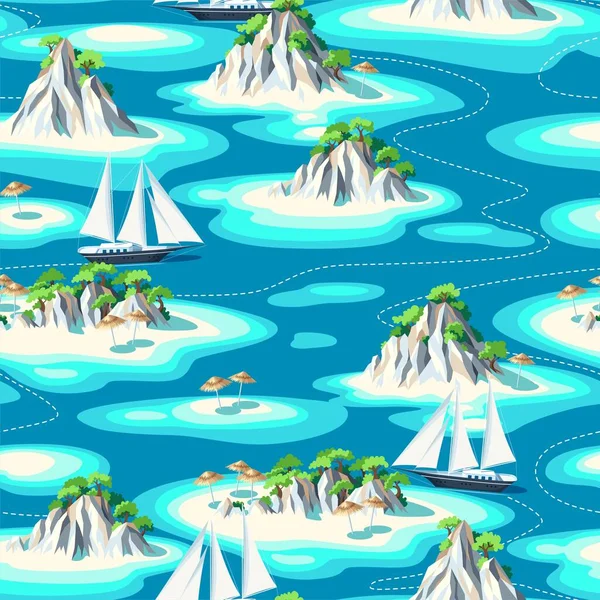 Vector seamless pattern with islands and the sea — Stock Vector