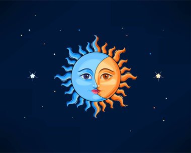 Güneş ve ayın klasik tarzda resmedilmesi