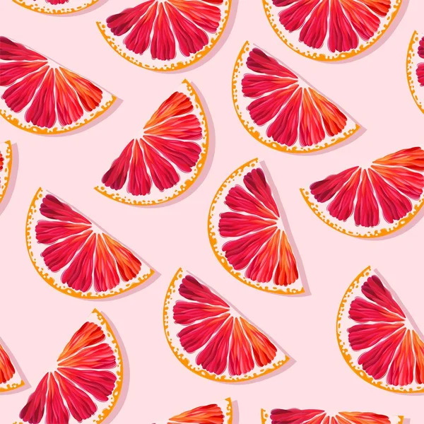 Naadloze vector patroon met rode grapefruit plakjes — Stockvector