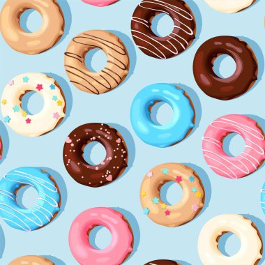 Yüksek detaylı donutlarla vektörsüz desen