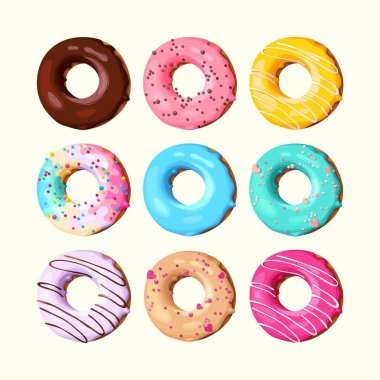 Vektör seti yüksek detaylı lezzetli çörekler