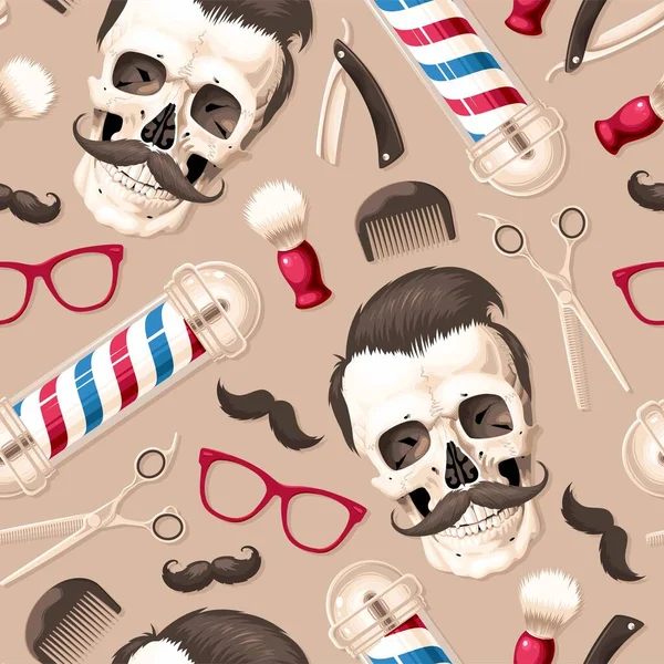 Seamless vector pattern with barber shop supplies — Stock Vector