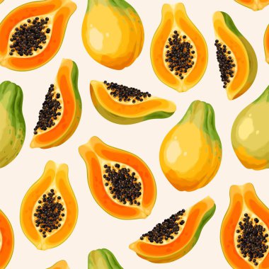Papaya 'nın bütün ve dilimlenmiş kusursuz deseni