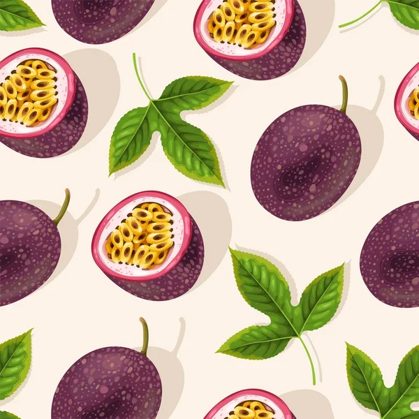 Διάνυσμα μοτίβο με ολόκληρο το πάθος φρούτα και φέτα — Διανυσματικό Αρχείο