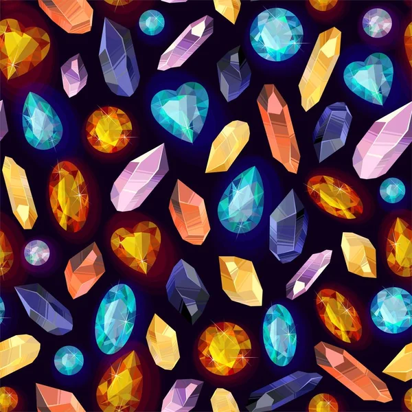 Vektor nahtlose Muster mit Kristallen und Edelsteinen — Stockvektor