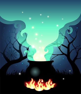 Boiling Halloween cauldron clipart