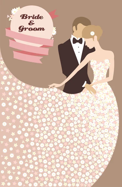 Mariée et marié en robe légère — Image vectorielle