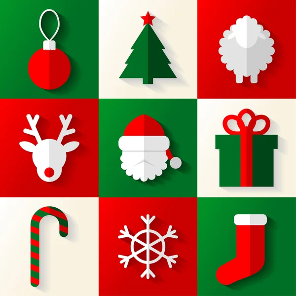 Uppsättning jul och nyår ikoner — Stock vektor