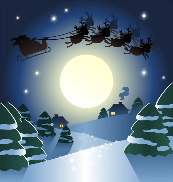 Santa met herten — Stockvector