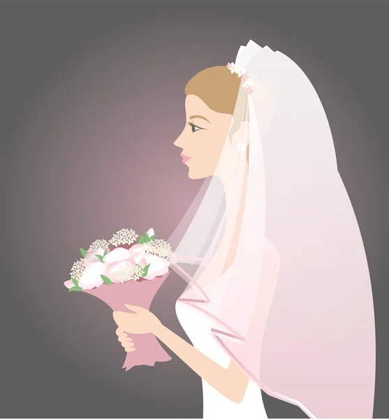 Mariée avec bouquet — Image vectorielle