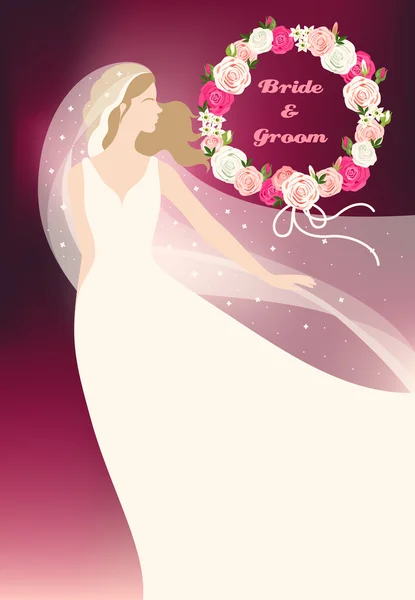 Bride and roses — Stock Vector