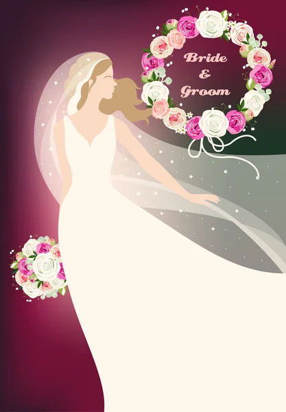 Mariée et roses — Image vectorielle
