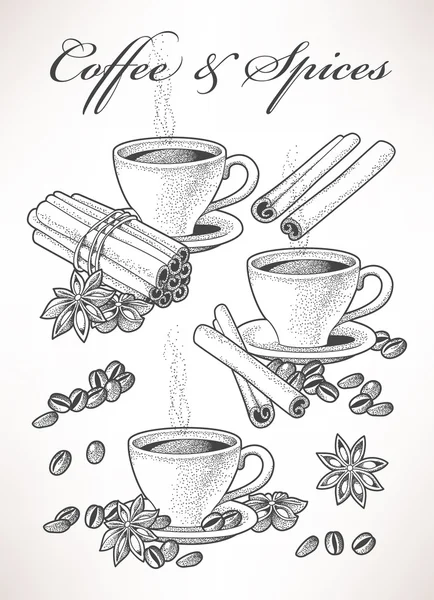 咖啡和香料 — 图库矢量图片