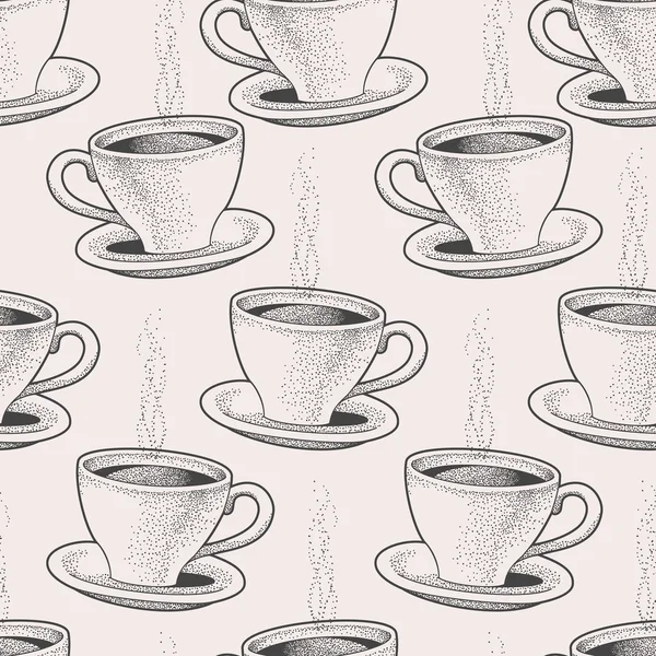 Tazas de café sin costura — Vector de stock
