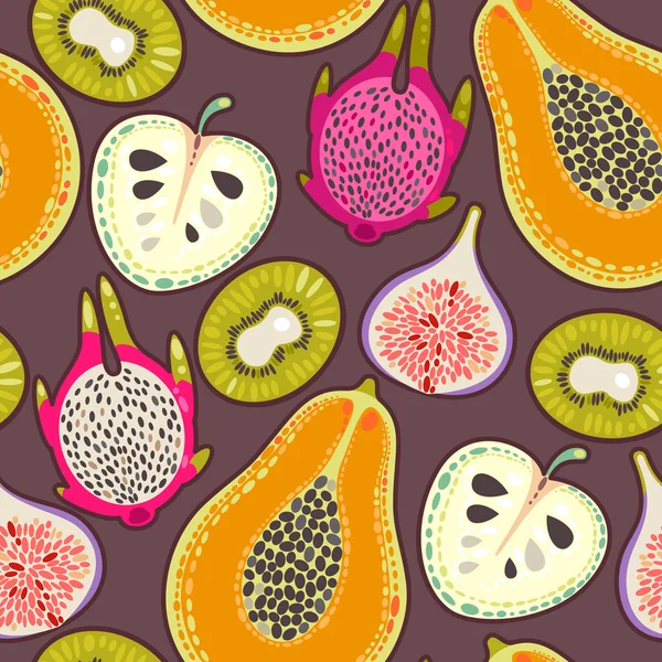 Fruits exotiques sans couture — Image vectorielle