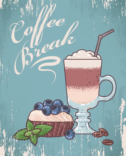 甜点和咖啡 — 图库矢量图片