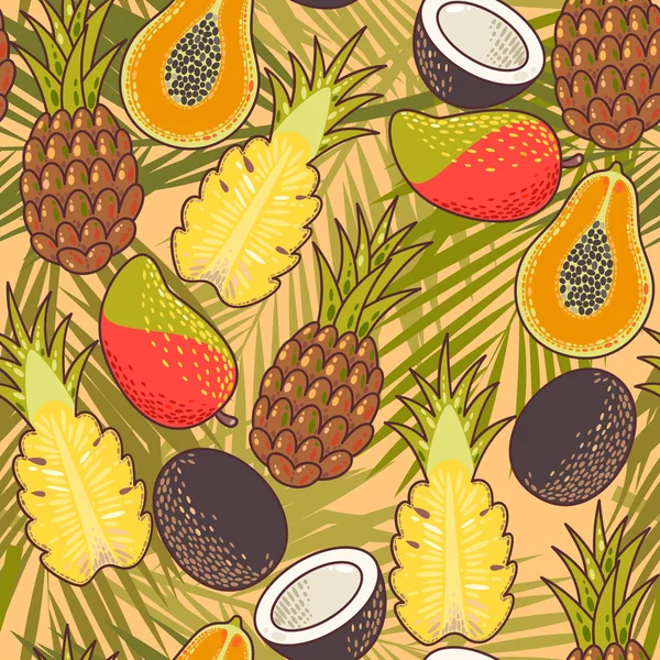 Fruta exótica sin costuras — Vector de stock