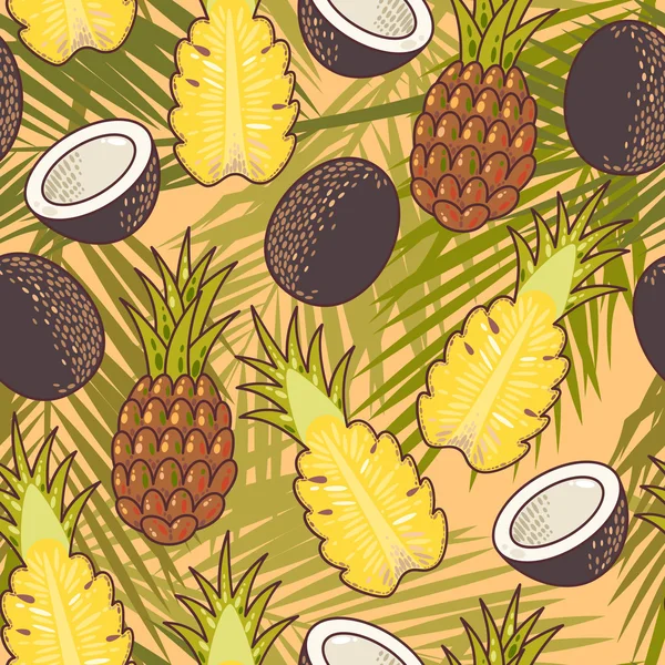 Seamless pineapple and coconut — Stock Vector