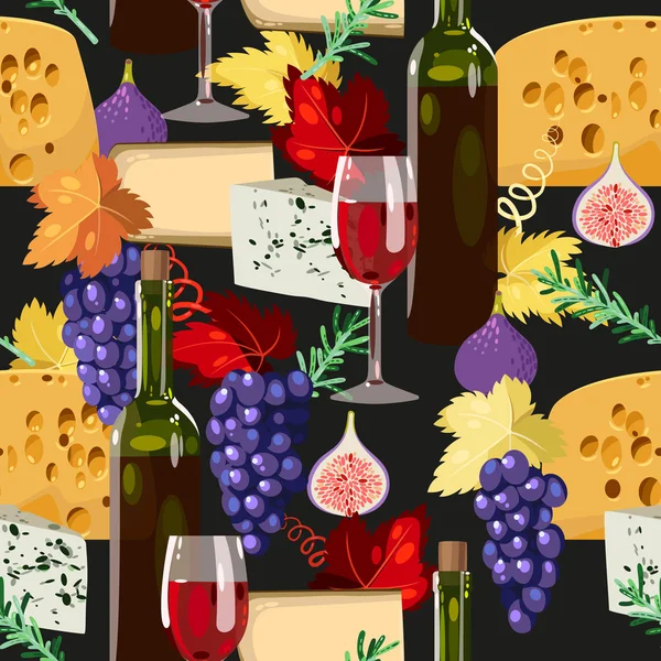 Vin- och ostmottagning sömlösa — Stock vektor