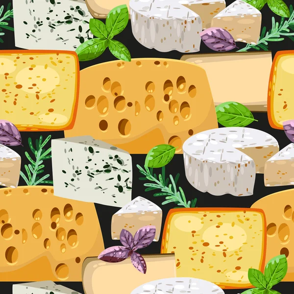 Naadloze kaas en kruiden — Stockvector