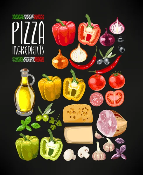 Conjunto de ingredientes de pizza — Archivo Imágenes Vectoriales