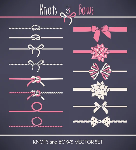 Set of bows and knots — Stock Vector